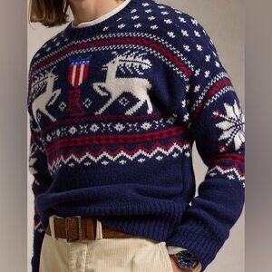 Reindeer-Patterned Wool Sweater